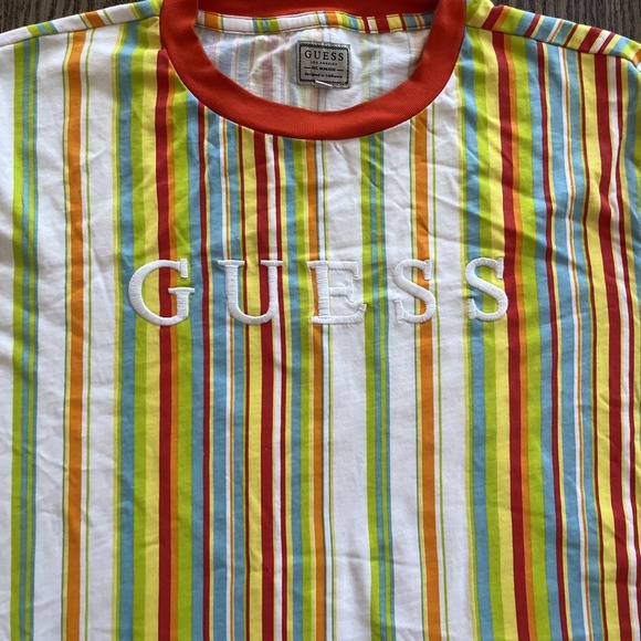 Guess Los Angeles Men's TShirt Striped Short-Sleeve California Beach Skater Sz M - Picture 2 of 6
